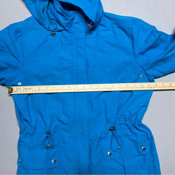 Lands End Womens Rain Jacket Sz M 10-12 Hood Pockets Full Zip Nylon Wind Weather - Picture 10 of 13